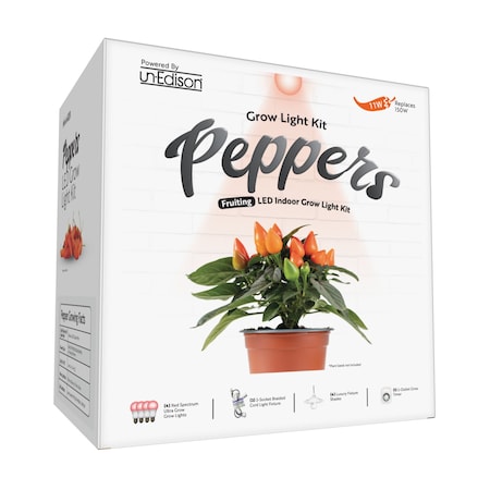 Miracle Led 2-Socket DIY Pepper Grow Light Kit- Red Spec. 12W Replace 150W Grow Bulbs, White Shades, Timer, 2PK 802197